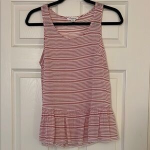 Pink sleeveless tank top with square neck and peplum hem